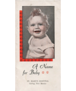 A NAME FOR BABY 1930s Baby Names Booklet Pamphlet St. Mary&#39;s Hospital Ga... - £15.81 GBP