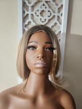 HAIRCUBE Ash Blonde Bob Wig Short Hair Side Parting Wig Hand-Tied Hairline... - £15.74 GBP