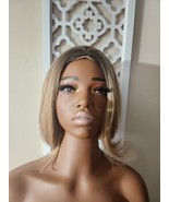 HAIRCUBE Ash Blonde Bob Wig Short Hair Side Parting Wig Hand-Tied Hairli... - £15.49 GBP