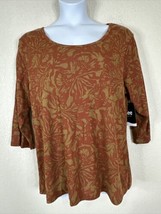 NWT Lee Womens Plus Size 2X Abstract Wings Scoop Neck Knit Shirt 3/4 Sleeve - $22.49