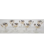 *N) Vintage Set of 8 Libbey Gold Floral Champagne Sherbet Pedestal Glasses - £23.70 GBP