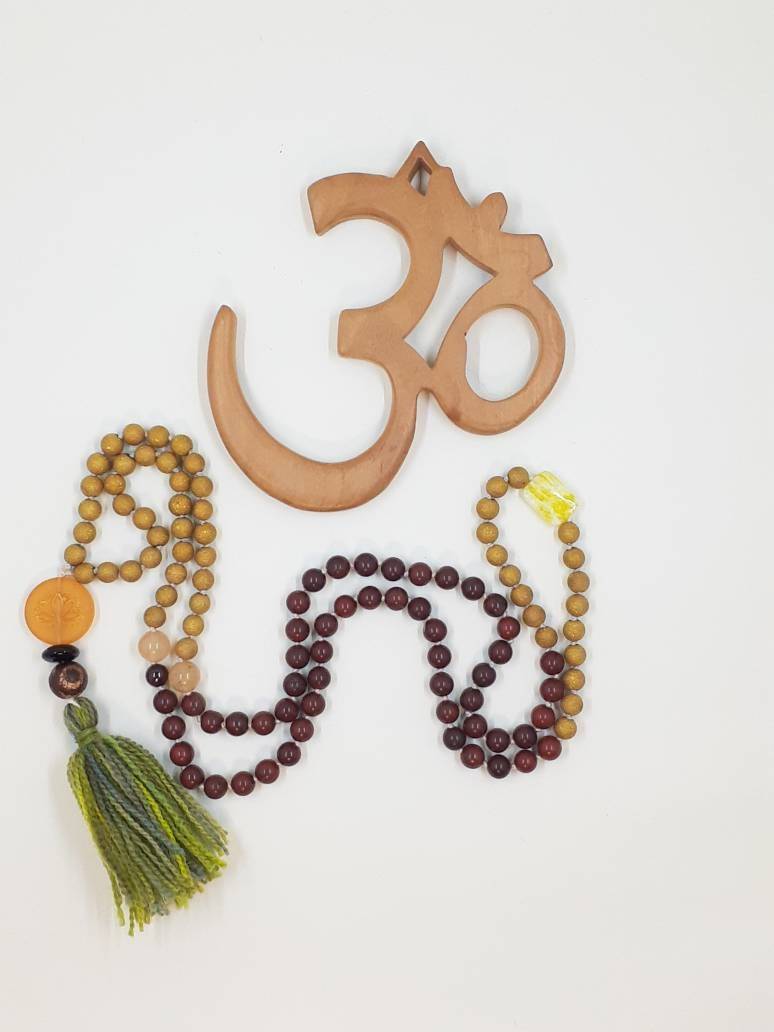 Golden Light,  Red Jasper Japa Mala Shagina Prayer Beads 108 Beads - $33.33