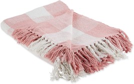 Dii Buffalo Check Collection Rustic Farmhouse Throw Blanket With, Pink/White - £31.26 GBP