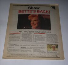 Bette Midler Show Newspaper Supplement Vintage 1991 Cover Story For The ... - $19.99