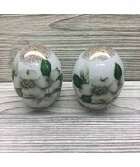 Vintage Lugenes Japan Salt &amp; Pepper Shakers Flowers Ceramic Gold Accent ... - €7,75 EUR