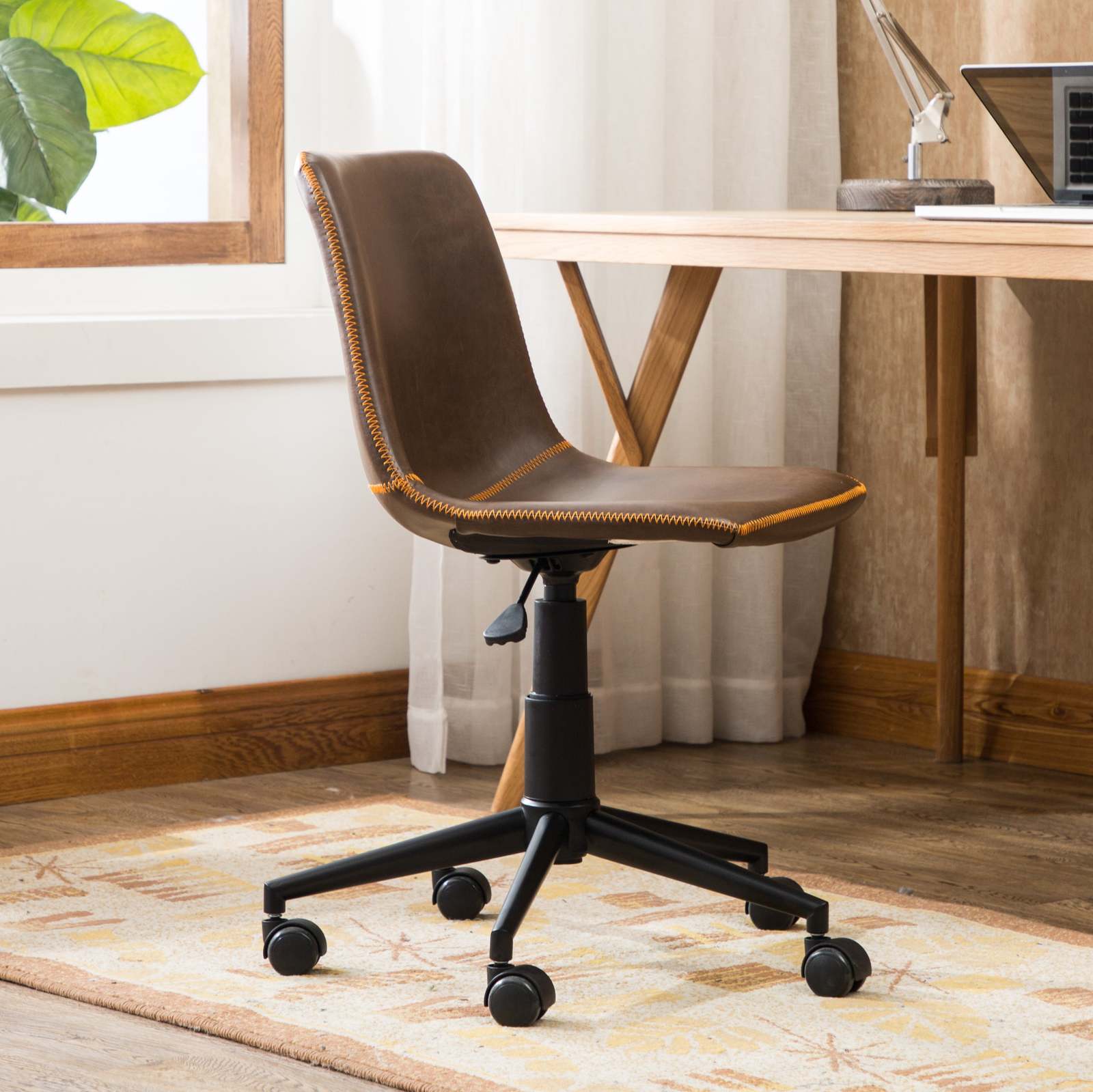 Cesena Faux Leather Swivel Office Chair, Antique Brown Item image 4