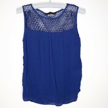 Zara Basic Blue Sleeveless Open Knit Shoulders Top Blouse Size Small S W... - £5.43 GBP