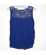 Zara Basic Blue Sleeveless Open Knit Shoulders Top Blouse Size Small S W... - £5.51 GBP