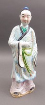 Old Chinese Signed Glazed Multicolor Enamel Porcelain Male Statue Figure - £430.12 GBP