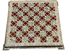 Handmade, Wood Chess Board, Chess Set, Game Board, Inlaid Mother of Pearl (13&quot;) - £200.66 GBP