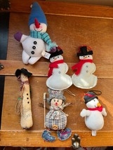 Lot of Yankee Candle Plush Felt Fabric Knit SNOWMAN Snowmen Christmas Tree Ornam - £11.90 GBP