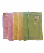 Brunch Napkin Set of 6 Pastel Yellow Pink Green Grasslands Road Ruffled ... - €26,24 EUR