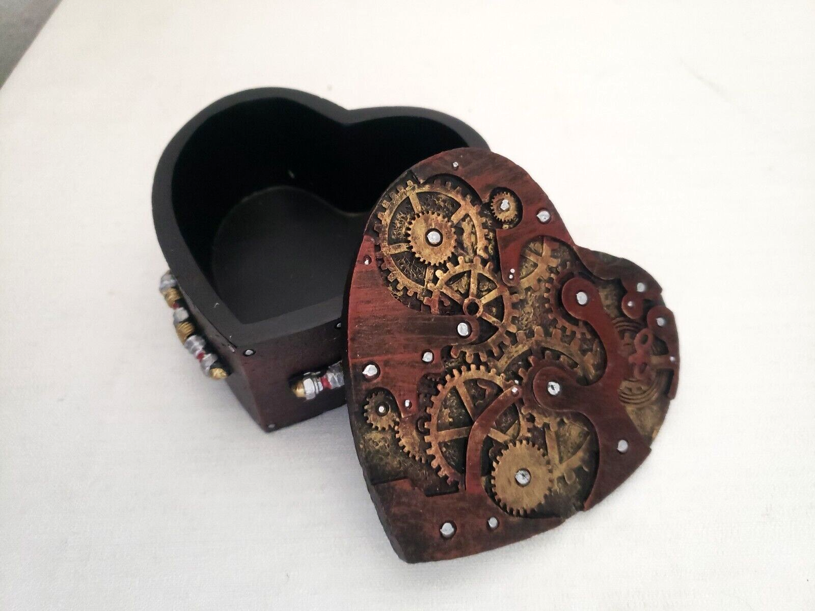 PTC Steampunk Mechanical Heart Shaped Box with Lid Trinket Stash Box - £15.81 GBP