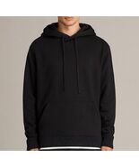ALLSAINTS Black Santi OTH Hoodie Kangaroo Pocket Side Hem Zip, Size L - $58.42
