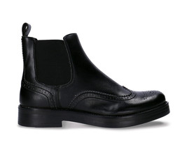 Chelsea boots for women brogue made with black vegan apple leather ridge... - $152.00