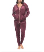 Felina Womens Tracksuit Purple 2-Piece Velour Hoodie Jogger Soft Relaxed... - $791.72 MXN