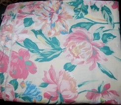 PINK BLUE YELLOW on PALE YELLOW Cotton QUILT Fabric 44&quot; wide x 1+ yds long  - $3.99