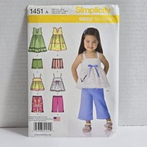 Simplicity 1451 Sewing Pattern Toddler&#39;s Dress Tops Shorts Capris Size 1/2-4 - $4.94