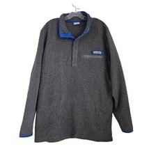 Columbia PFG Fleece Pullover Jacket Gray Blue Snap Chest Pocket Mens Large  - $22.69