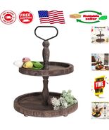 Versatile Rustic Tiered Tray with Sturdy Handle - Perfect for Kitchen &amp; ... - $996.82 MXN