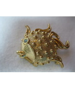 GOLDEN FISH Solid Perfume Compact BROOCH PIN - $35.00