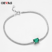 100% 925 Sterling Silver Emerald Bracelet Female 1.25ct Wedding Bracelet For Wom - £56.92 GBP