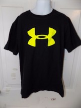Under Armour Heat Gear Big Logo Black Graphic T-Shirt Loose Size XS Yout... - $13.68