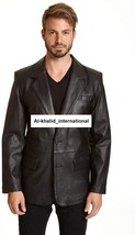 Formal Men Stylish Handmade Black Genuine Business Lambskin Blazer 100%Leather - £95.50 GBP