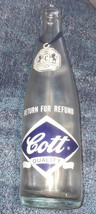 Vintage Glass Soda Pop Bottle Cott Quality King Size Clear/ Blue 12 Fl O... - $12.19