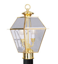 Livex 2284-02 2 Light Outdoor Post Head in Polished Brass - £227.90 GBP