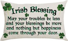 Wenianru Word Quote Irish Blessing Clover Happy St. Patrick&#39;S Day Spring Home - £31.17 GBP