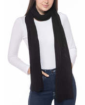 Style and Co Womens One Size Ribbed Solid Knit Sweater Scarf Black - $14.00