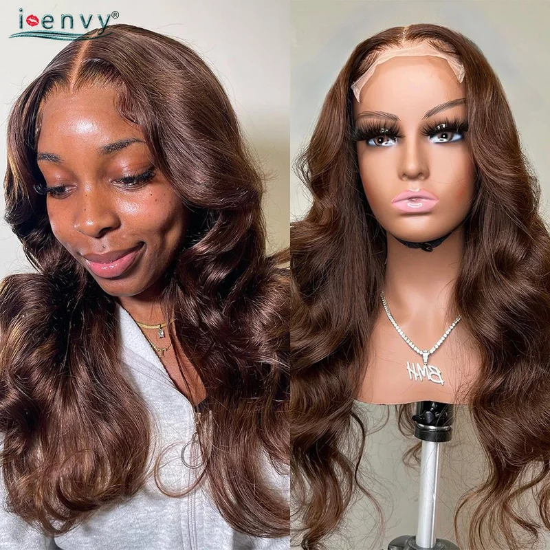 13X4 Ginger Brown Hd Transparent Lace Front Human Hair Wigs Body Wave Lace Front - £83.87 GBP+
