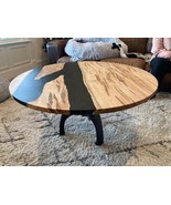 36&quot; Wooden Epoxy Table Top Resin Countertop Desk Coffee Table Hallway Fu... - £817.99 GBP