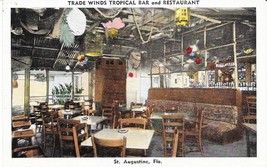 Trade Winds Tropical Bar &amp; Restaurant - St. Augustine, Fla. - Ekc Linen Postcard - £10.60 GBP
