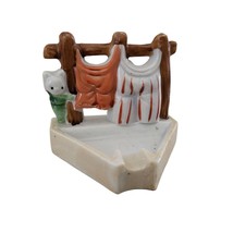 Vintage Miniature Ashtray Trinket Dish Cat Hanging Laundry Occupied Japan - £23.12 GBP