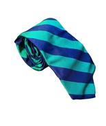 J. Crew Tie 100% English Silk Striped Blue and Green Preppy Casual Teach... - £17.48 GBP