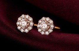 14K Gold Gorgeous Bloom Diamond Earrings  | Stunning Floral Design Earrings | El - £570.06 GBP