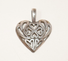 Sterling Silver 925 Heart Love Clover Filigree Pendant Valentine - £19.80 GBP