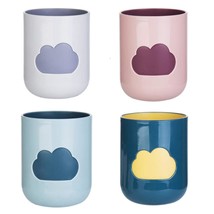 4Pack Tooth Brush Cups Unbreakable Bathroom Tumbler Cute Cloud Pattern 10Oz Bath - £22.35 GBP