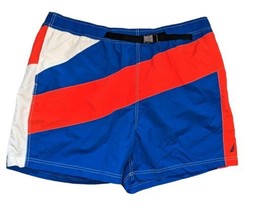 Nautica Quick Dry Red, White Blue Brief Lined Swim Trunks Boardshorts Men&#39;s NWT - £22.02 GBP