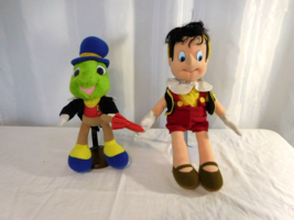 Disney Mattel Pinocchio and Jiminy Cricket Doll Plush 18" 1992 Stuffed Vintage  - $27.74