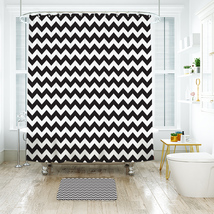 Chevron Pattern 02 Shower Curtain Bath Mat Bathroom Waterproof Decorative - £18.08 GBP+