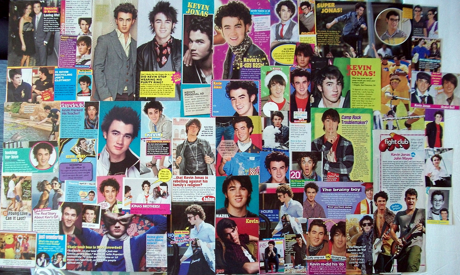 KEVIN JONAS ~ Fifty-Six (56) Color CLIPPINGS, The Jonas Brothers, from 2... - $7.52