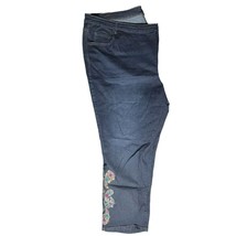 Denim 24/7 Embellished Jeans Dark Wash Womens Plus Size 30W Pants Sequin - £28.39 GBP
