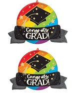 Set of 2 Jumbo 32&quot; Graduating Celebrate &#39;Congrats Grad!&#39; Foil Balloons -... - $12.86