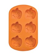 Halloween Pumpkin Face Cake Mold Silcone Wilton 6 Treats Orange Desert - $12.87