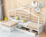 Merax House Bed for 2 Kids Twin Size, Wood L-Shaped Double Platform Bed ... - $796.99