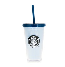 Starbucks Light Blue Grande Black Siren Mermaid Logo Cold Cup Tumbler 16 Oz - £54.48 GBP
