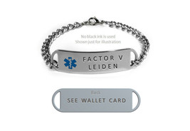 FACTOR V LEIDEN Medical Id Alert Bracelet. Free medical Emergency card. - $29.99